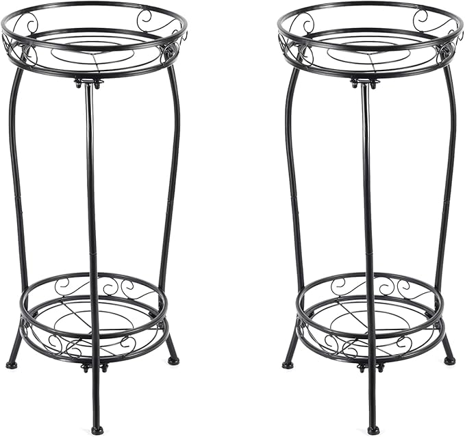 2-Pack Plant Stand Indoor Outdoor, Tall Black Metal Rustproof Stable Plant - Image 7