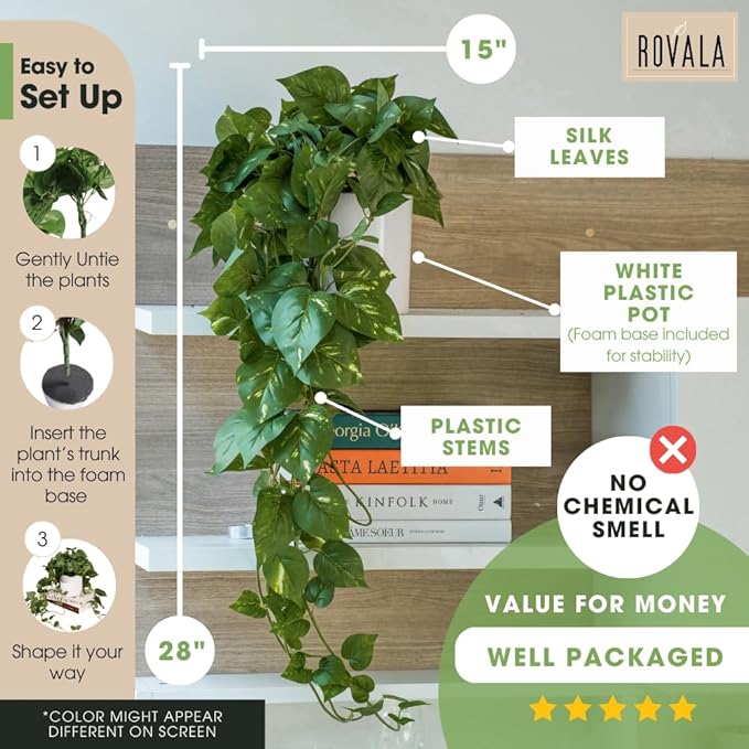MY ROVALA Silk Plants for Home Decor Indoor in Pot Realistic Artificial Plants - Image 7