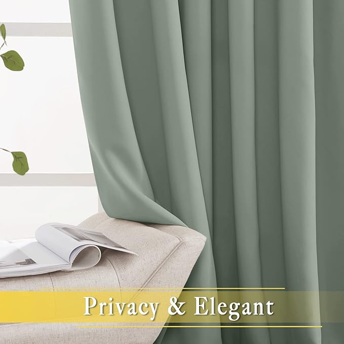 NICETOWN Sage Green Room Divider Curtains 84 inch Length, Grommet Thermal - Image 6