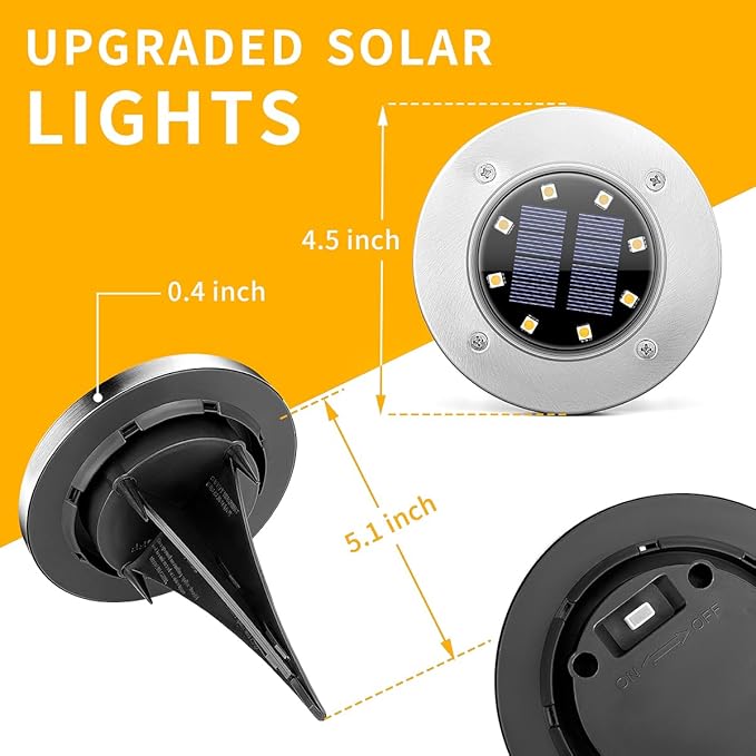 SOLPEX Solar Lights Outdoor Waterproof, 8 Pack Solar Ground Lights, Solar - Image 6