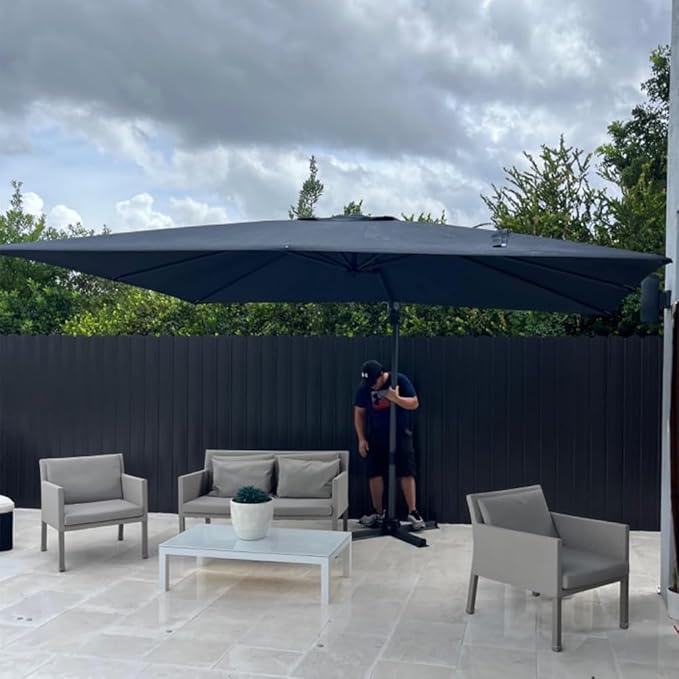 PURPLE LEAF 10' X 13' Patio Umbrella Outdoor Cantilever Rectangle Umbrella - Image 3