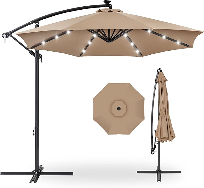 Best Choice Products 10ft Solar LED Offset Cantilever Hanging Market Patio by BestChoiceProducts