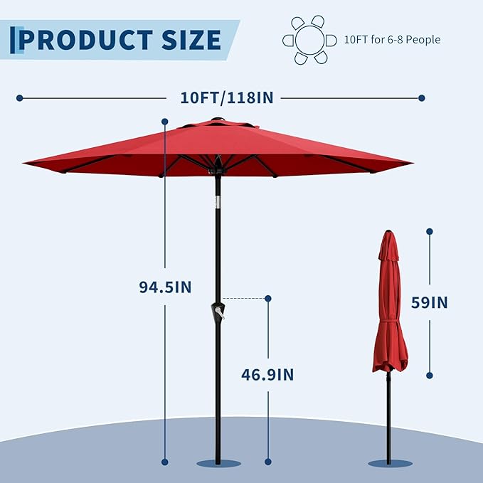 Garvee 10FT Patio Umbrella - Image 3