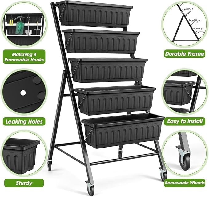 SEJOV 2 Pack Vertical Raised Garden Bed, 5-Tier Vertical Garden Planter - Image 2