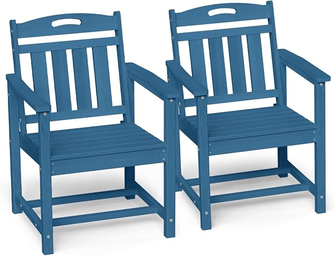 Ciokea HDPE Outdoor Patio Dining Chairs Set of 2, All-Weather Porch Chair by CIOKEA