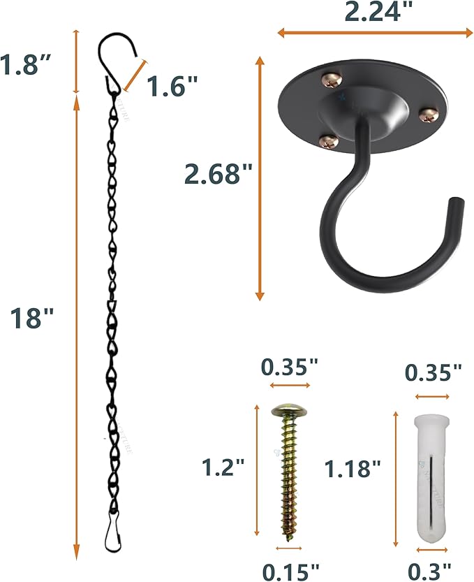 NACETURE Ceiling Hooks for Hanging Plants 3 Pack - Image 4