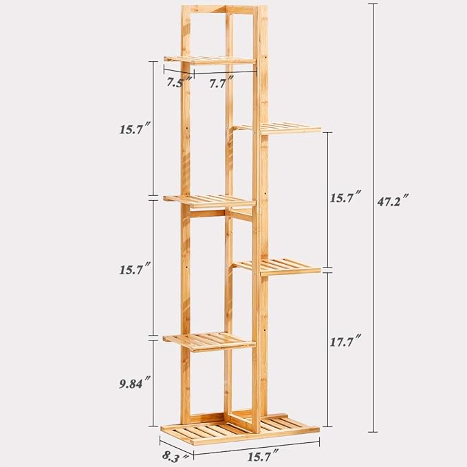 Bamboo 6 Tier 7 Potted Plant Stand Rack Multiple Flower Pot Holder Shelf Indoor - Image 6