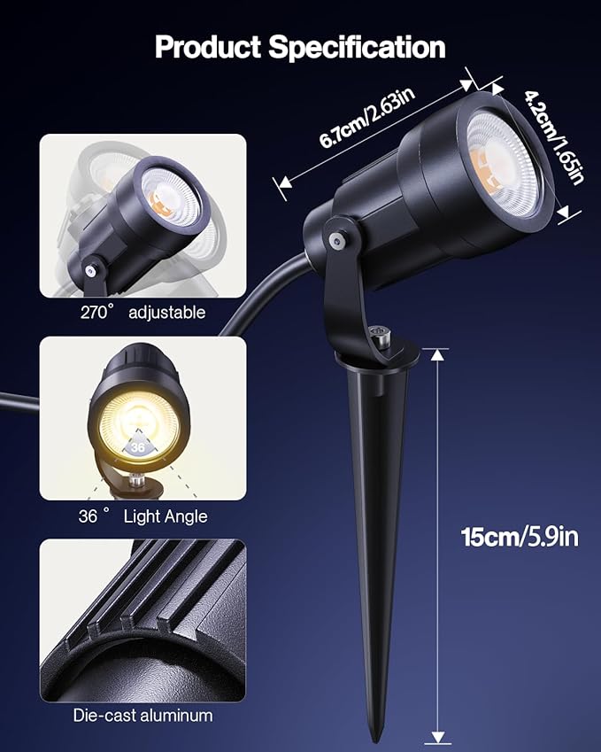 HIBOITEC 5W Low Voltage Landscape Lights, 2900K Warm White Landscape Lighting - Image 5
