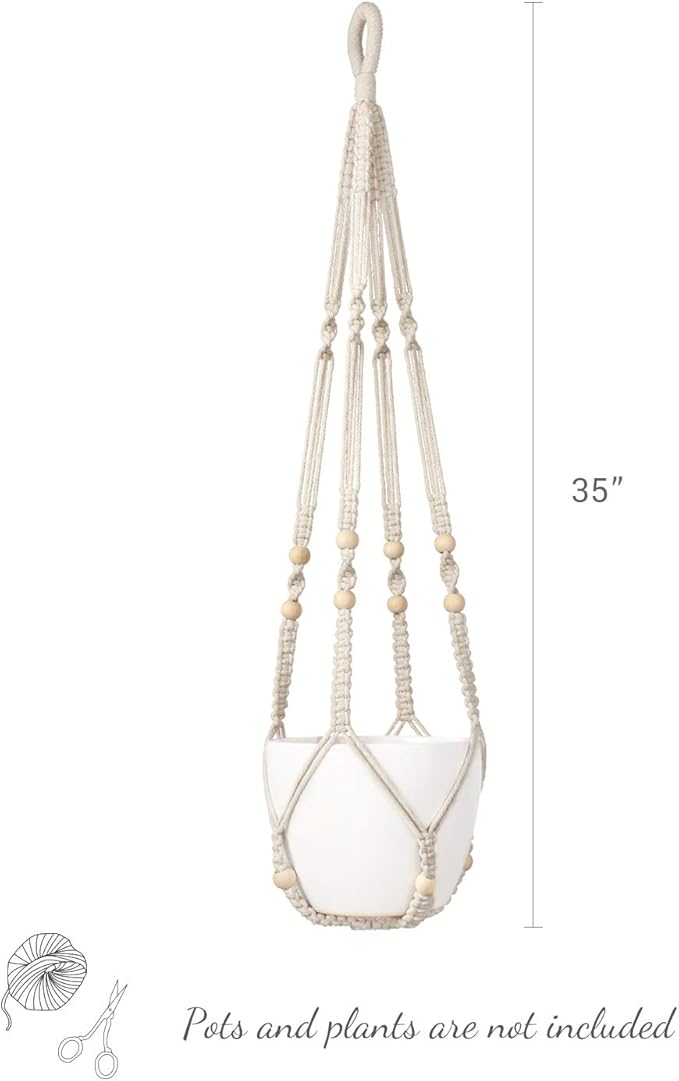Mkono Macrame Plant Hanger Indoor Hanging Planter Basket - Image 6