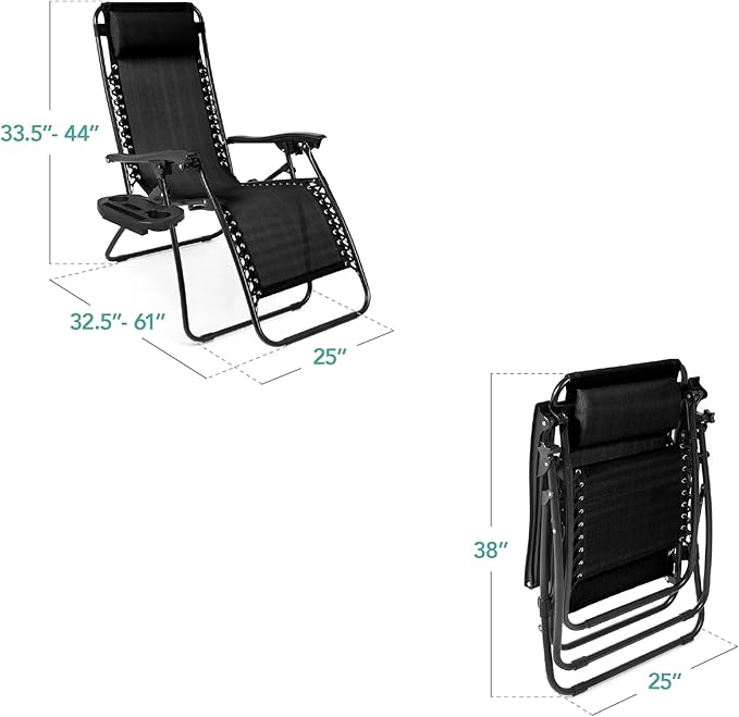 Best Choice Products Set of 2 Adjustable Steel Mesh Zero Gravity Lounge Chair - Image 3