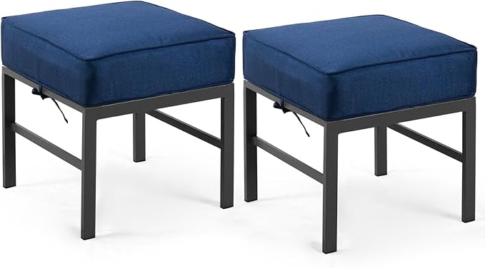 2 Pieces Outdoor Ottomans for Patio, Assembled Patio Ottomans by Auzfy