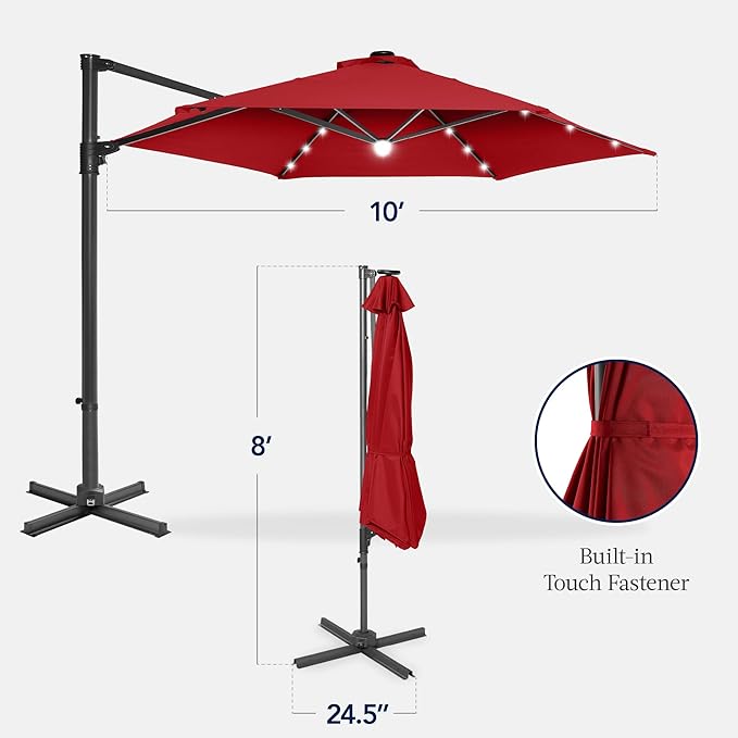 Best Choice Products 10ft Solar LED Offset Cantilever Hanging Market Patio - Image 2