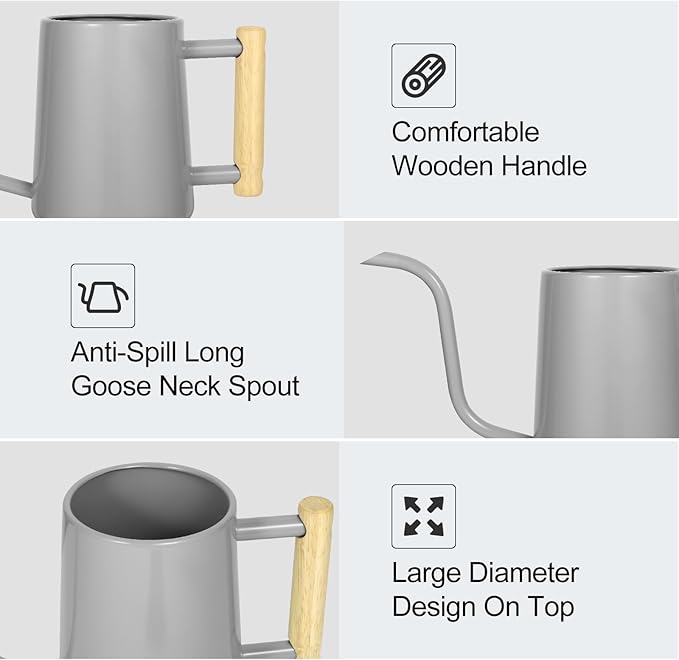 Watering Can Indoor Plants, 35 oz/1000 ml Metal Stainless Steel Watering Can Pot - Image 5