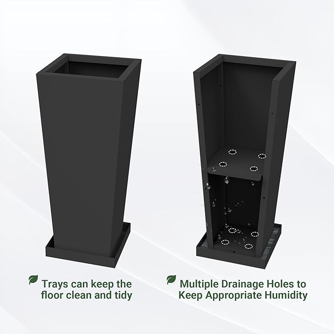 Tall Outdoor Planters Set of 2, 24 inch Tall Planters - Image 6