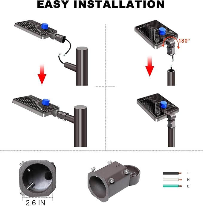 Juyace 480W LED Parking Lot Light 2 Pack, Slip Fitter Mount Outdoor Street Light - Image 7