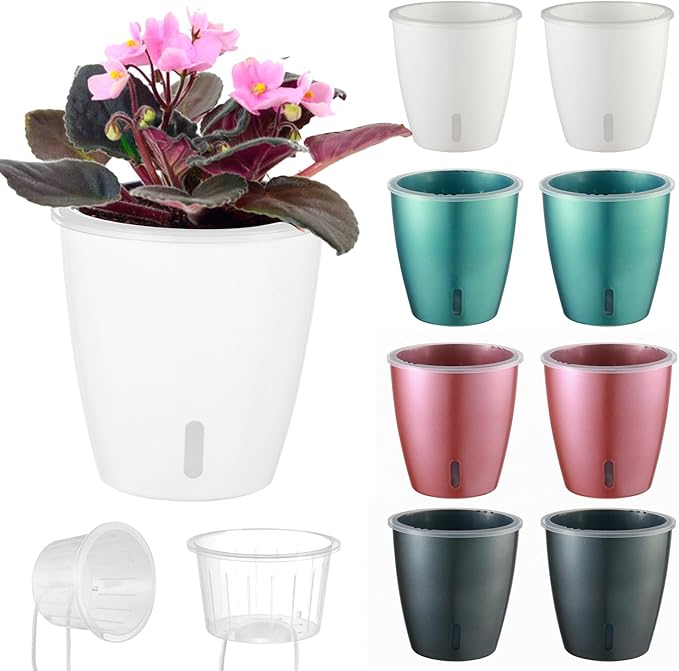 8-Pack 5 Inch Self Watering Pots, Indoor Planter by KvyusFlourish