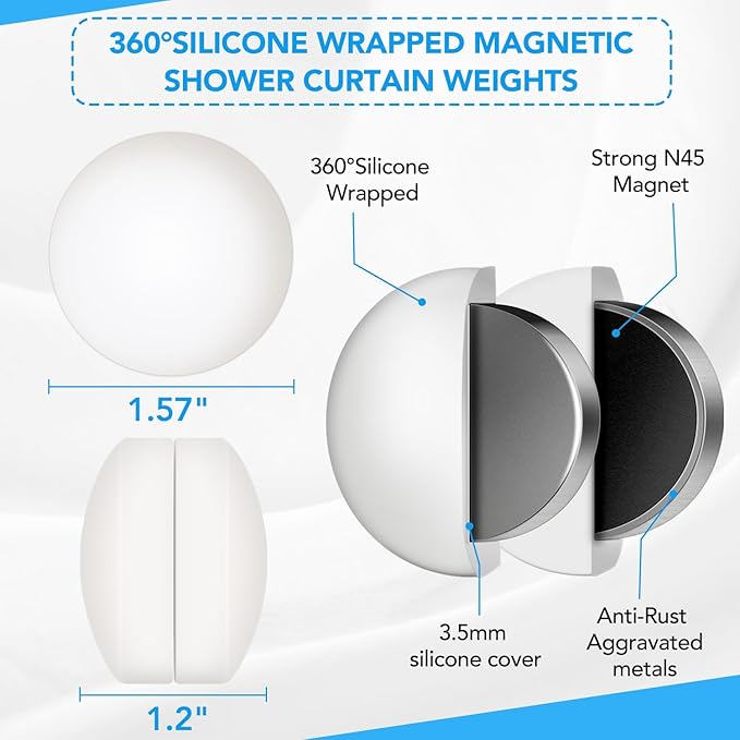 20 Pcs Shower Curtain Weights，Silicone Wrapped Heavy Duty shower curtain - Image 2