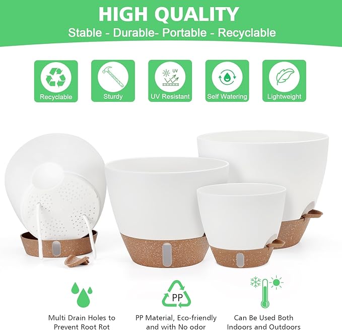 12" 10" 9" 8" Self Watering Pots - Image 5
