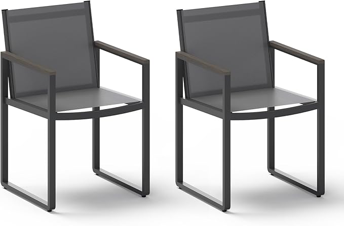 Outdoor Dining Chairs Set of 2, Aluminum Patio Dining Chiars by Oasbira