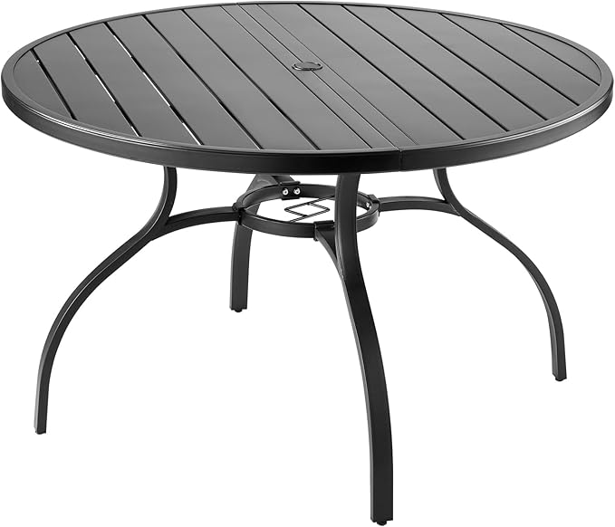 VEVOR Outdoor Patio Dining Table, 47 inch Round Metal Steel Slat Backyard - Image 9