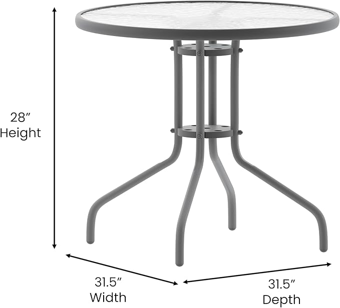 Flash Furniture Bellamy 31.5'' Round Indoor/Outdoor Tempered Glass Metal Frame - Image 3