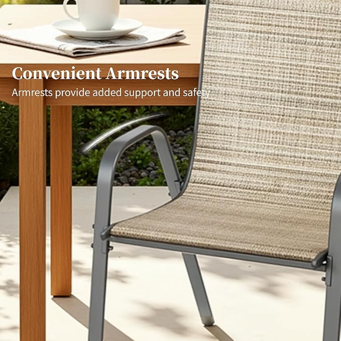 MAMIZO Patio Dining Chairs, Stackable All Weather Teslin Chair, Heavy Duty - Image 8