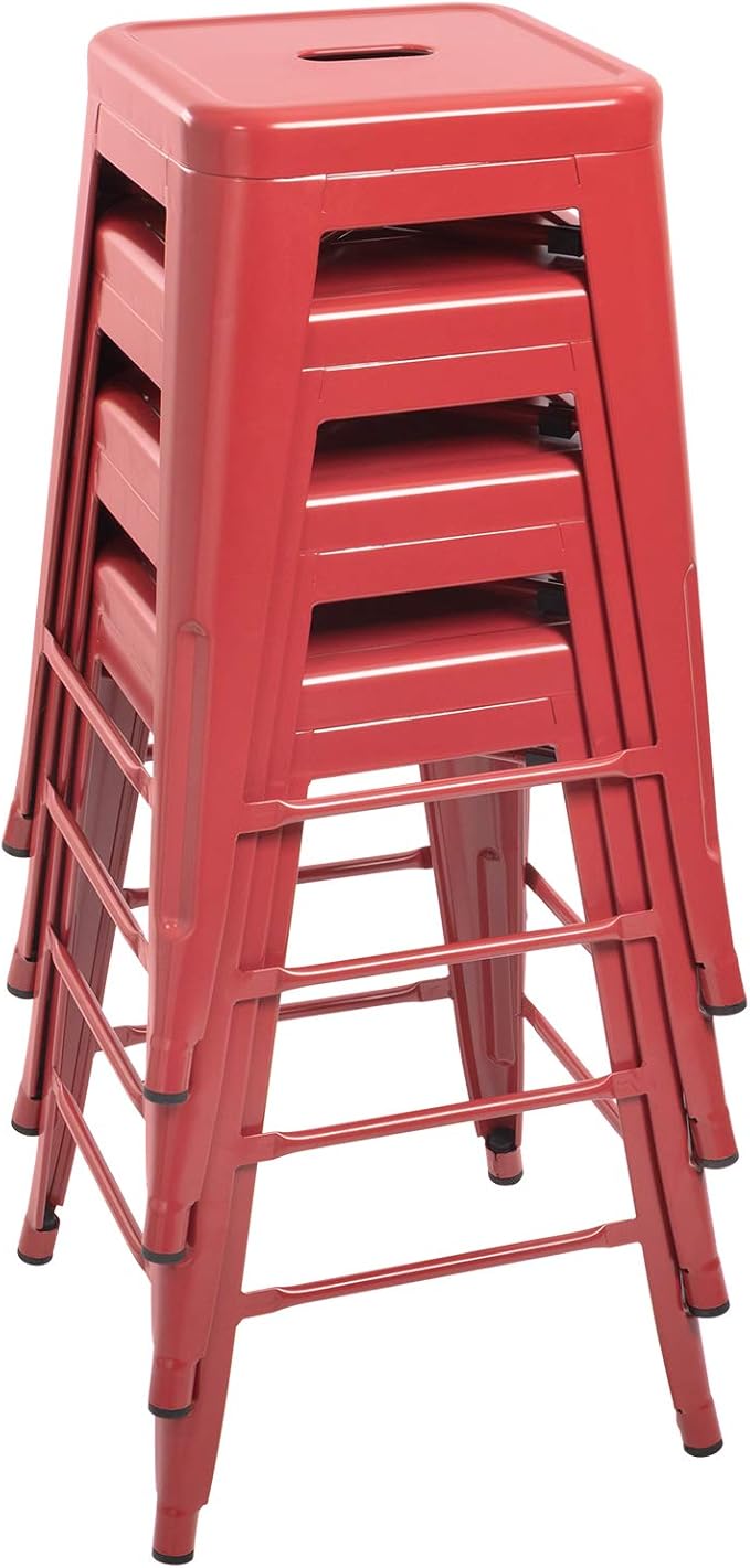 Devoko Metal Bar Stools 24" Indoor Outdoor Stackable Barstools Modern Style - Image 7