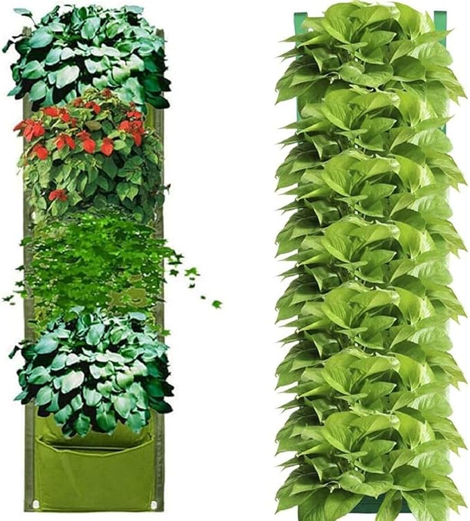 LITLANDSTAR Hanging Planter Bags, 2 Pack 7 Pocket Hanging Vertical Wall Planter - Image 5