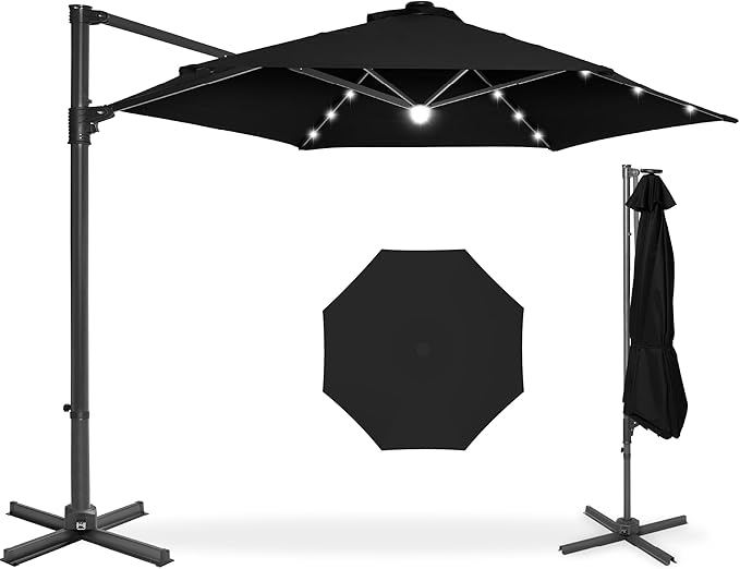 Best Choice Products 10ft Solar LED Offset Cantilever Hanging Market Patio by BestChoiceProducts