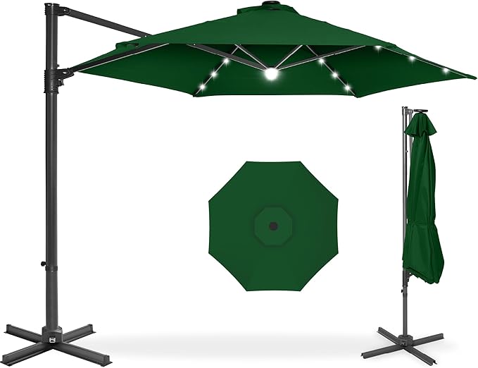 Best Choice Products 10ft Solar LED Offset Cantilever Hanging Market Patio by BestChoiceProducts