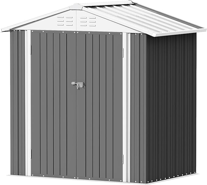 Devoko Outdoor Storage Shed 6 x 4 FT Lockable Metal Garden Shed Steel by DEVOKO
