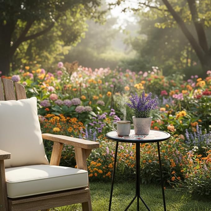 LIFFY Outdoor Metal Side Table, Indoor Round Home Decorative End Table - Image 7