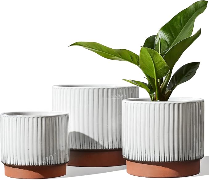 LE TAUCI Ceramic Pots for Plants, 8+6.7+5.5 Inch Plant Pots Indoor, Flower Pot by LETAUCI