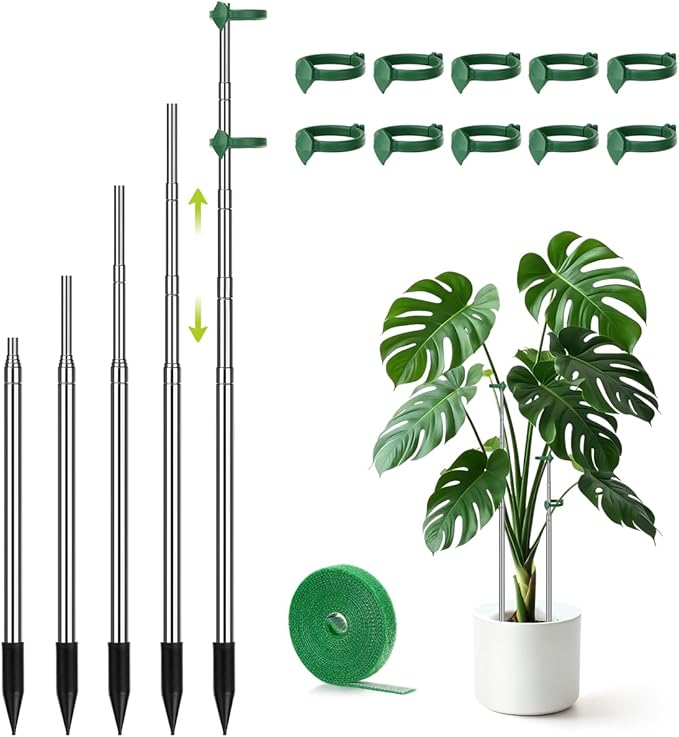 Aieve Extendable Plant Stakes, 13in to 49in Stainless Steel Telescoping by Aieve