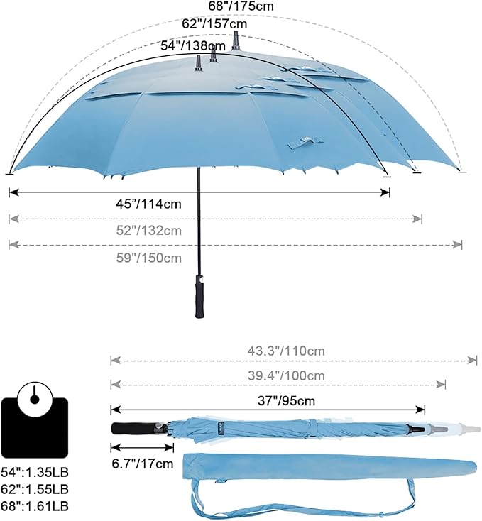 G4Free 47/54/62/68/72 Inch Automatic Open Golf Umbrella Oversize Extra Large - Image 2
