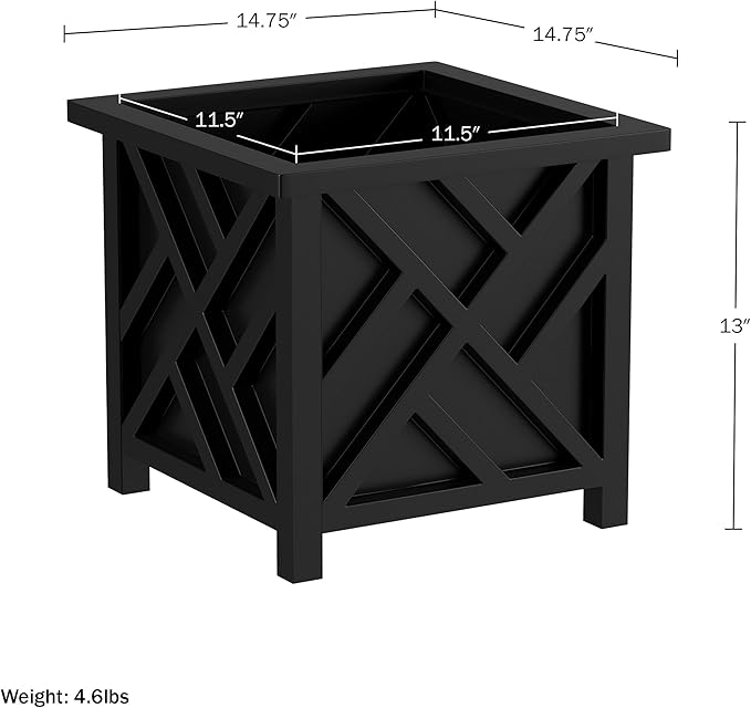 Lattice Design Planter Box 2-Pack – 14.75-Inch Decorative Outdoor Flower or - Image 4