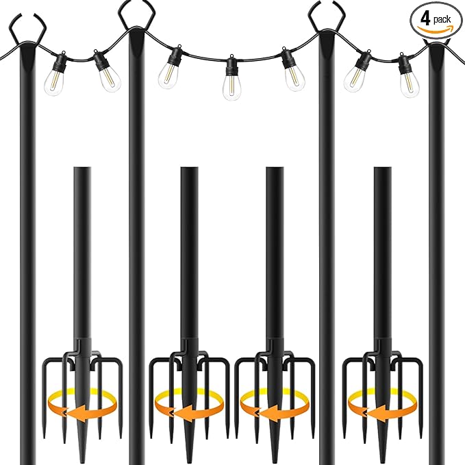 10 Pack String Light Poles, 10 Ft Light Poles by Mutovlin