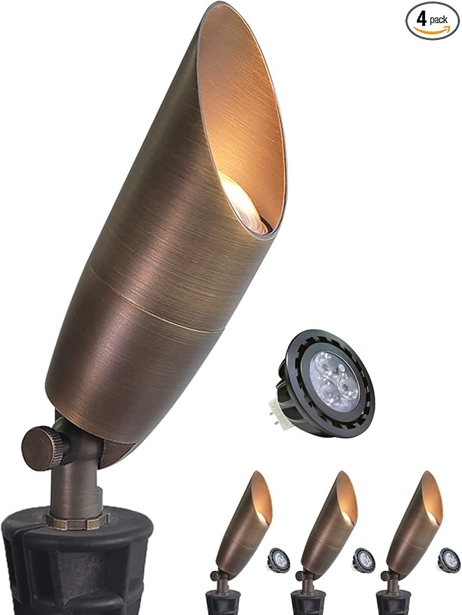 MALORY Solid Brass Landscape Spotlight 4-Pack by MALORY