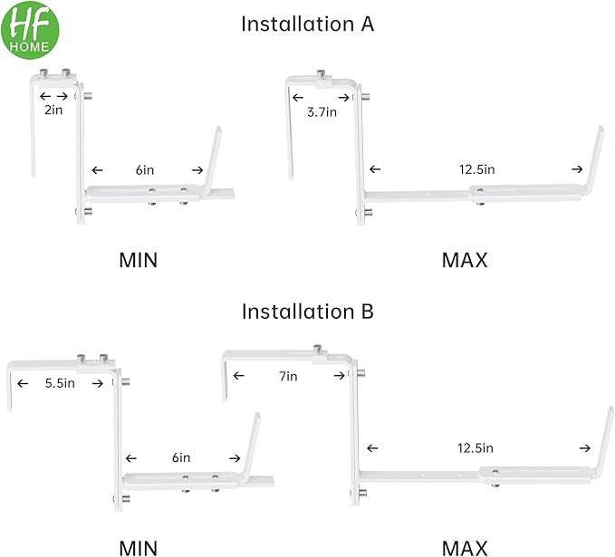HFHOME Set of 2 Adjustable Window Planter Box Brackets, Planter Shelving - Image 2