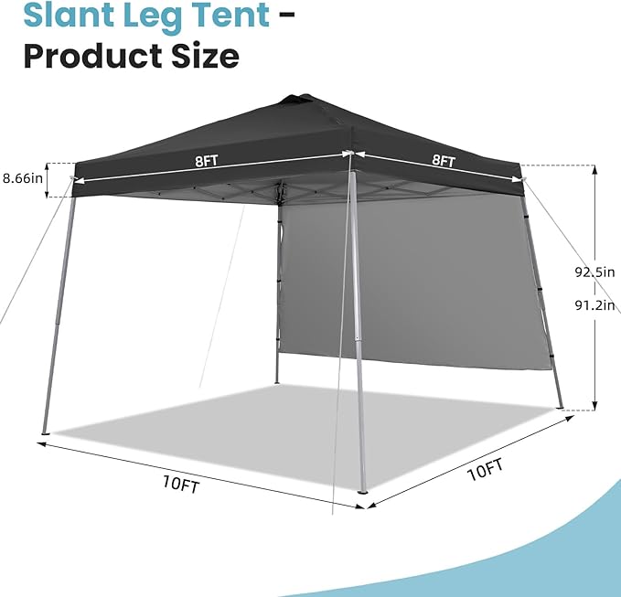 Canopy Tent, 10X10 FT Pop Up Canopy Outdoor Tent Slant Legs - Image 7