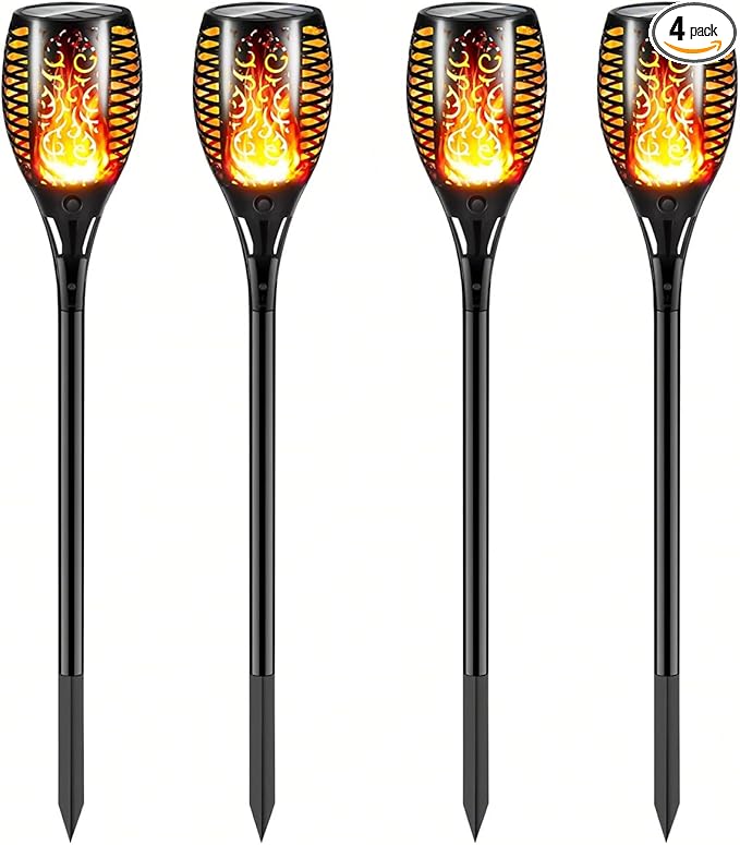 4 Pack Outdoor Solar Flame Light, Solar Lights Outdoor by Unknown