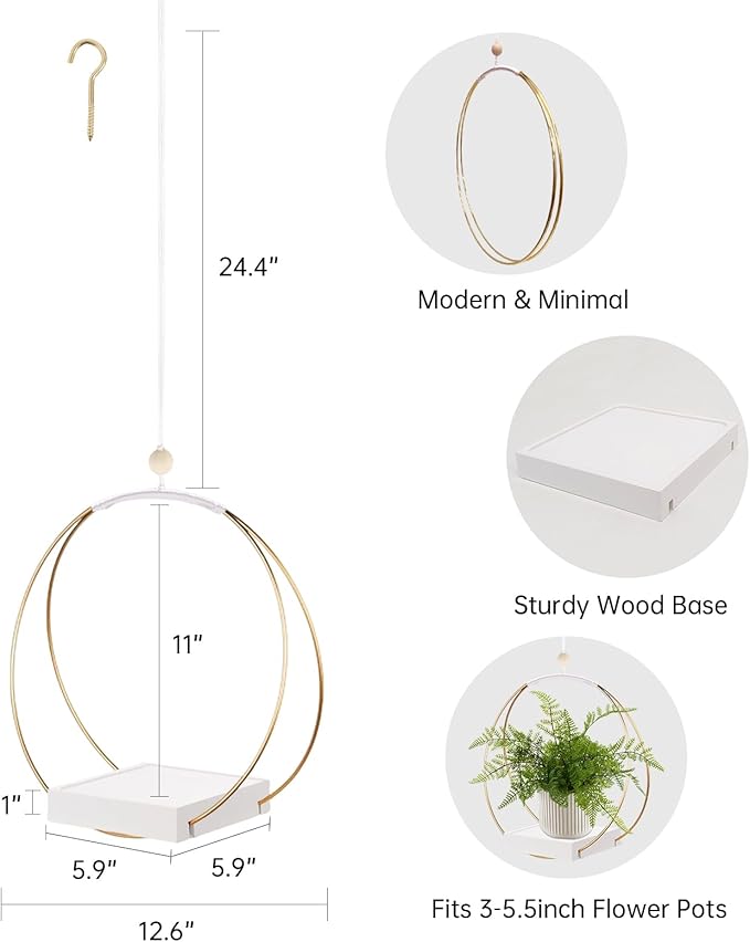 2 Pack Hanging Planter Holder for Indoor Plants, Plant Hanger - Image 4