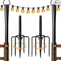 2 Pack String Light Poles for Outside, Thickened Metal Lights Hanger Pole by Fussion