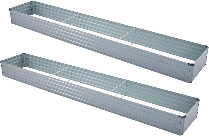 2 Pack 12x2x1FT Galvanized Raised Garden Beds Kit Outdoor Metal Gardening by Meberam