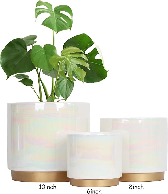 Gepege White Indoor Plant Pots for Plants, Large Ceramic Planter - Image 5