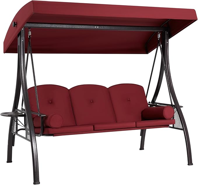 HOMREST 3 Seat Outdoor Porch Swing by HOMREST