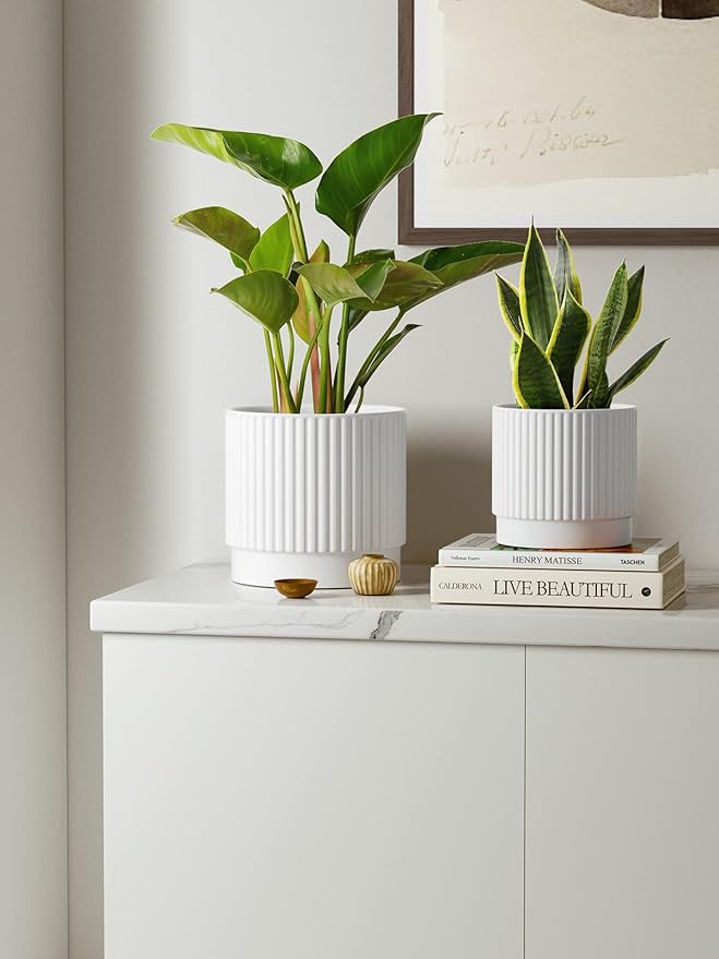 LE TAUCI Ceramic Pots for Plants, 8+6.7+5.5 Inch Plant Pots Indoor, Flower Pot - Image 2