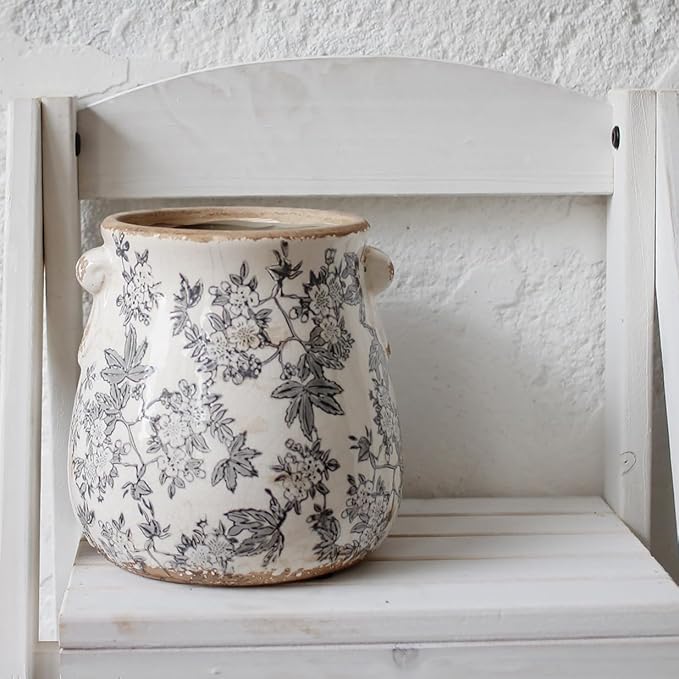 Rustic Farmhouse Ceramic Flower Pots, Vintage Antique Planters & Vase - Image 4