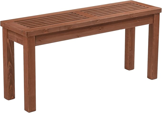 VINGLI Outdoor Wooden Bench, 40” Porch Bench Outdoor Backless Garden Bench by VINGLI