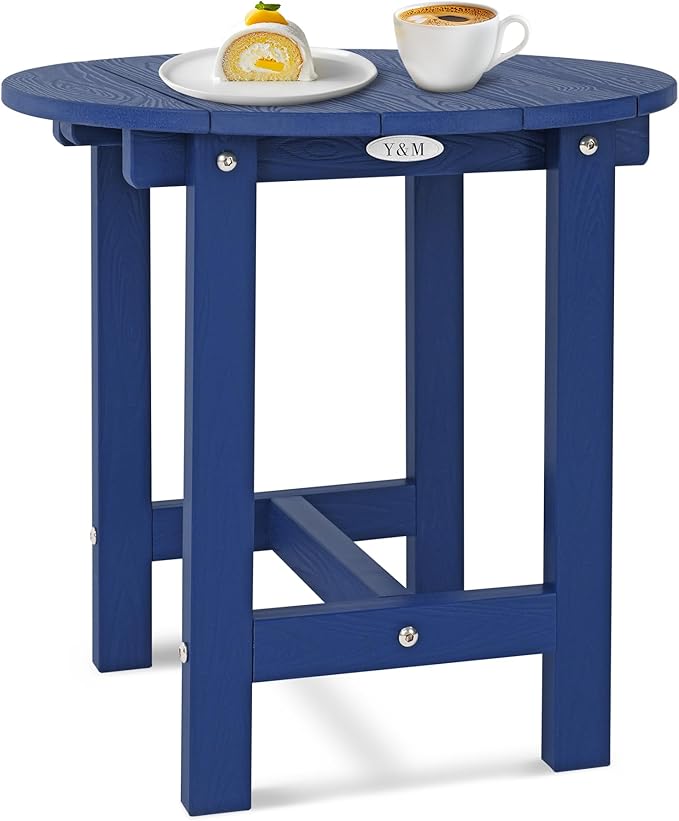 Y&M Outdoor Side Table, Waterproof Four-Legged Round Entryway End Table - Image 6